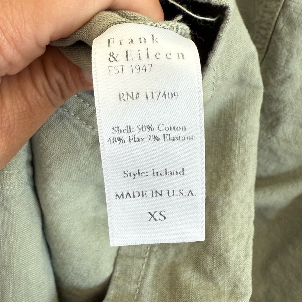 Frank & Eileen Sage/ Army Green Ireland Playsuit long sleeve XS NWOT - Picture 10 of 10
